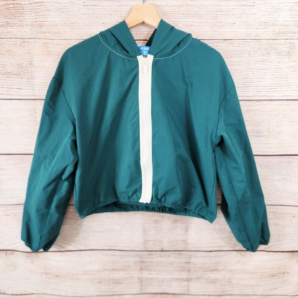 Prince Pickleball Women's Cropped Hooded Full Zip Windbreaker Jacket Size M